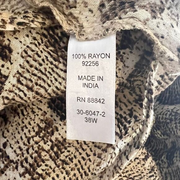 Brylane Snake Print Lightweight Button Down Shirt - Picture 5 of 7